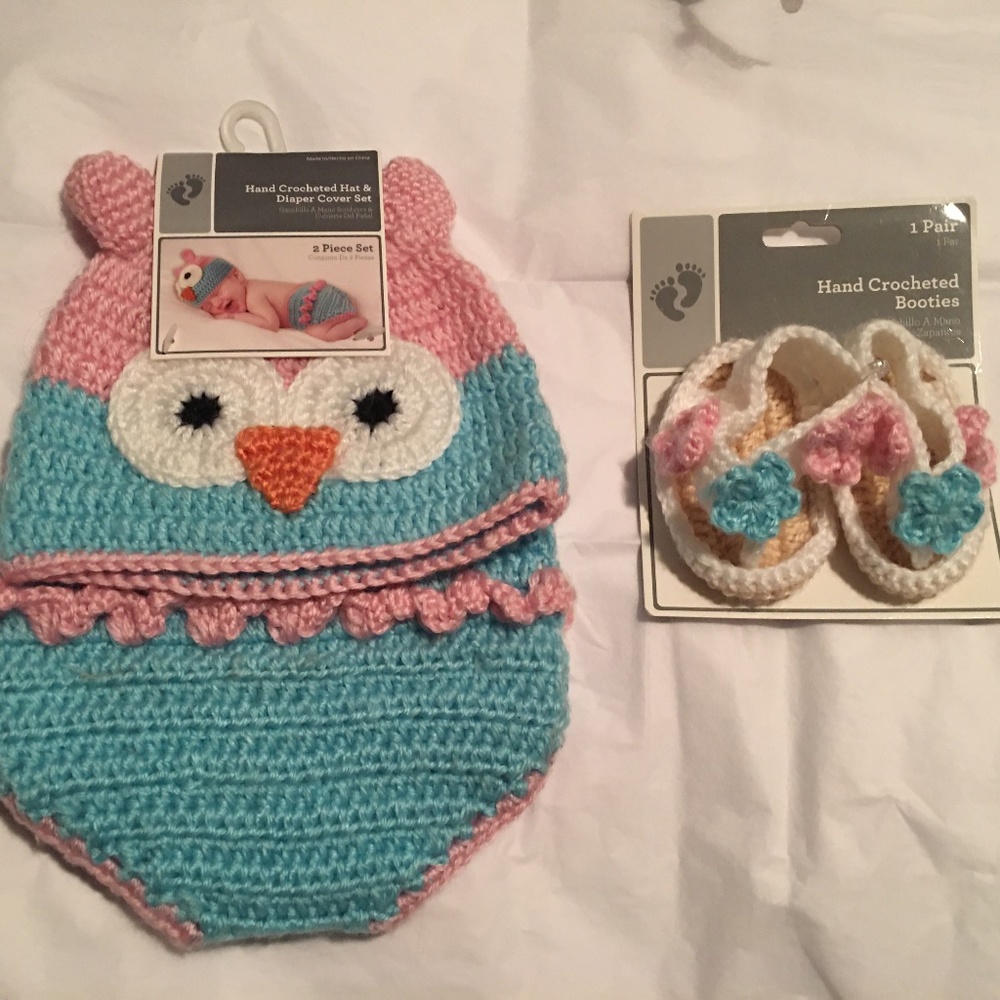 Crocheted hat and diaper cover